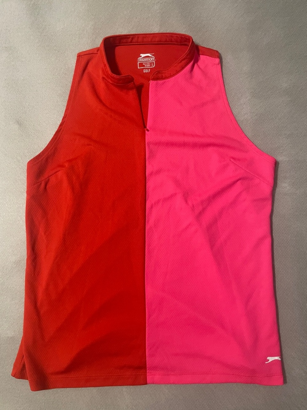 Slazenger Red and Pink Sleeveless Two-Tone Golf Tank